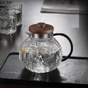 براد بايركس زجاج منقرش بغطاء خشبي ومصفاة للشاي والأعشاب