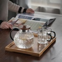 براد بايركس زجاج منقرش بغطاء خشبي ومصفاة للشاي والأعشاب