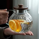 براد بايركس زجاج منقرش بغطاء خشبي ومصفاة للشاي والأعشاب