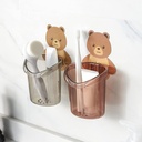 حامل فرش اسنان شكل دبدوب  3 قطع بلزق دابل فيس قوي للتعليق علي الحائط