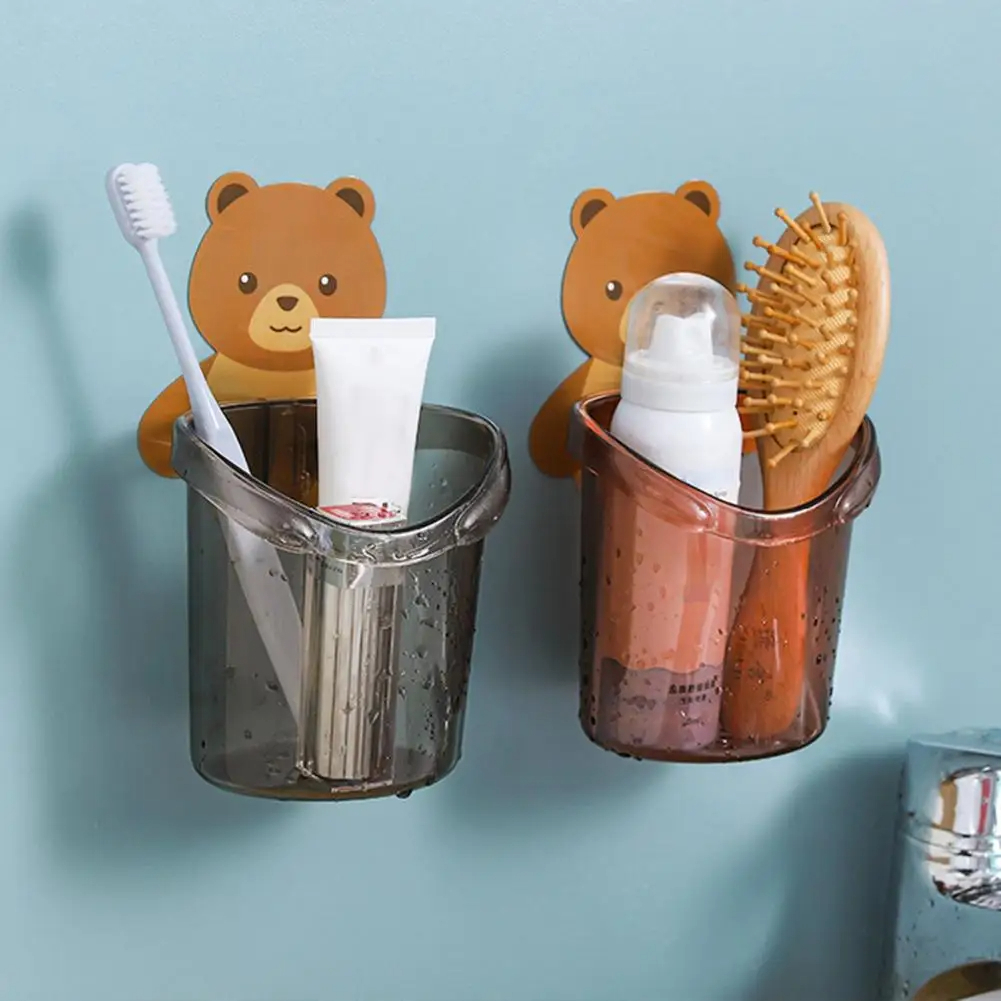 حامل فرش اسنان شكل دبدوب  3 قطع بلزق دابل فيس قوي للتعليق علي الحائط