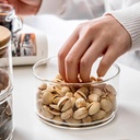 طقم كاندي زجاج ٣ دور بغطاء خشبي يستخدم كديكور للمنزل او كطقم توابل وتقديم المكسرات والكاندي والشوكلاته.