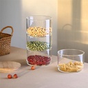 طقم كاندي زجاج ٣ دور بغطاء خشبي يستخدم كديكور للمنزل او كطقم توابل وتقديم المكسرات والكاندي والشوكلاته.