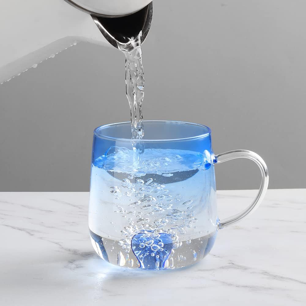 مج كيوت بقلب ثري دي من الداخل باللون الأزرق لشرب وتقديم العصائر والنسكافيه