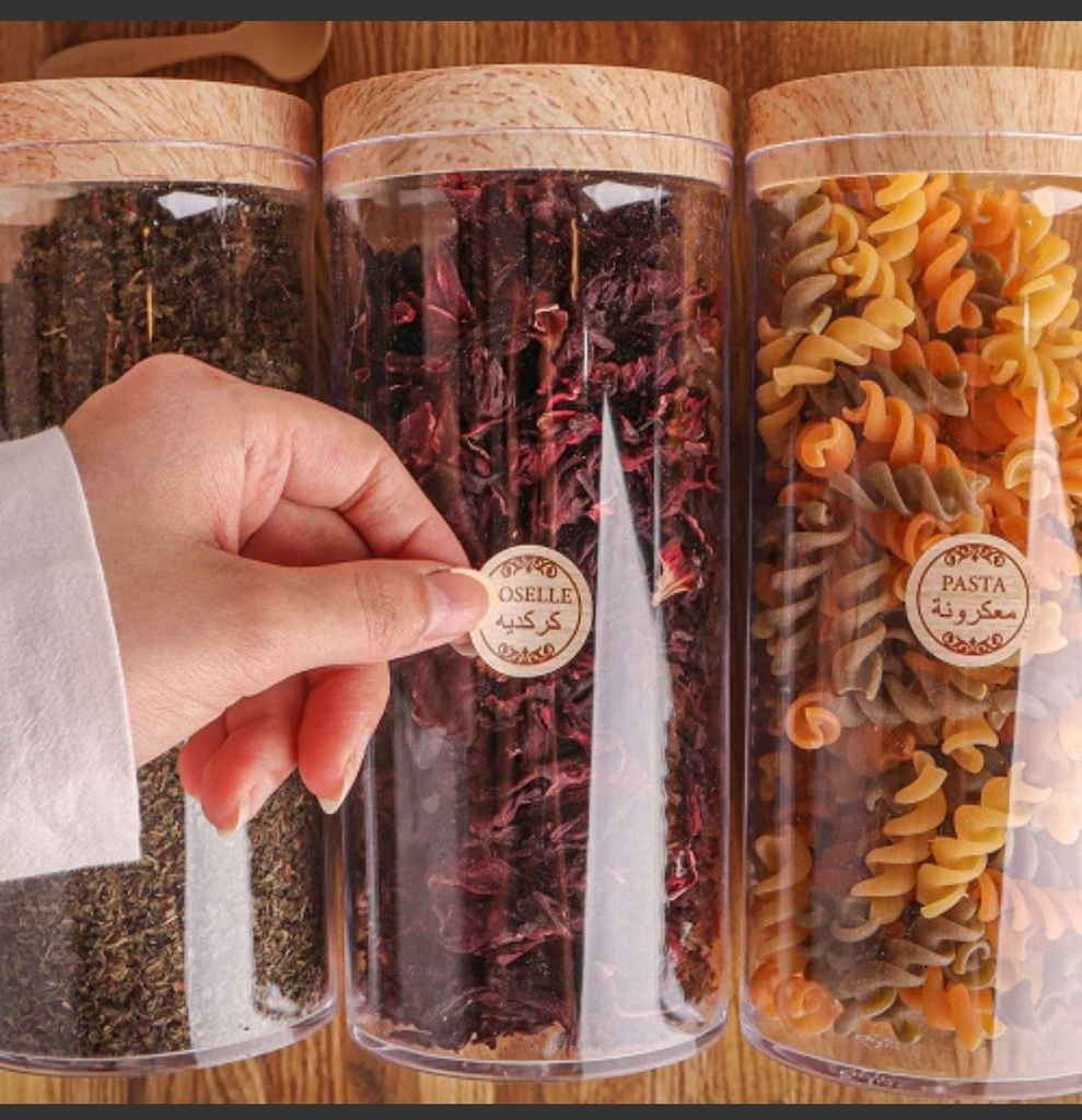 طقم برطمانات تخزين اكليريك شفاف 3 قطع بمقاسات مختلفة +استكير توابل