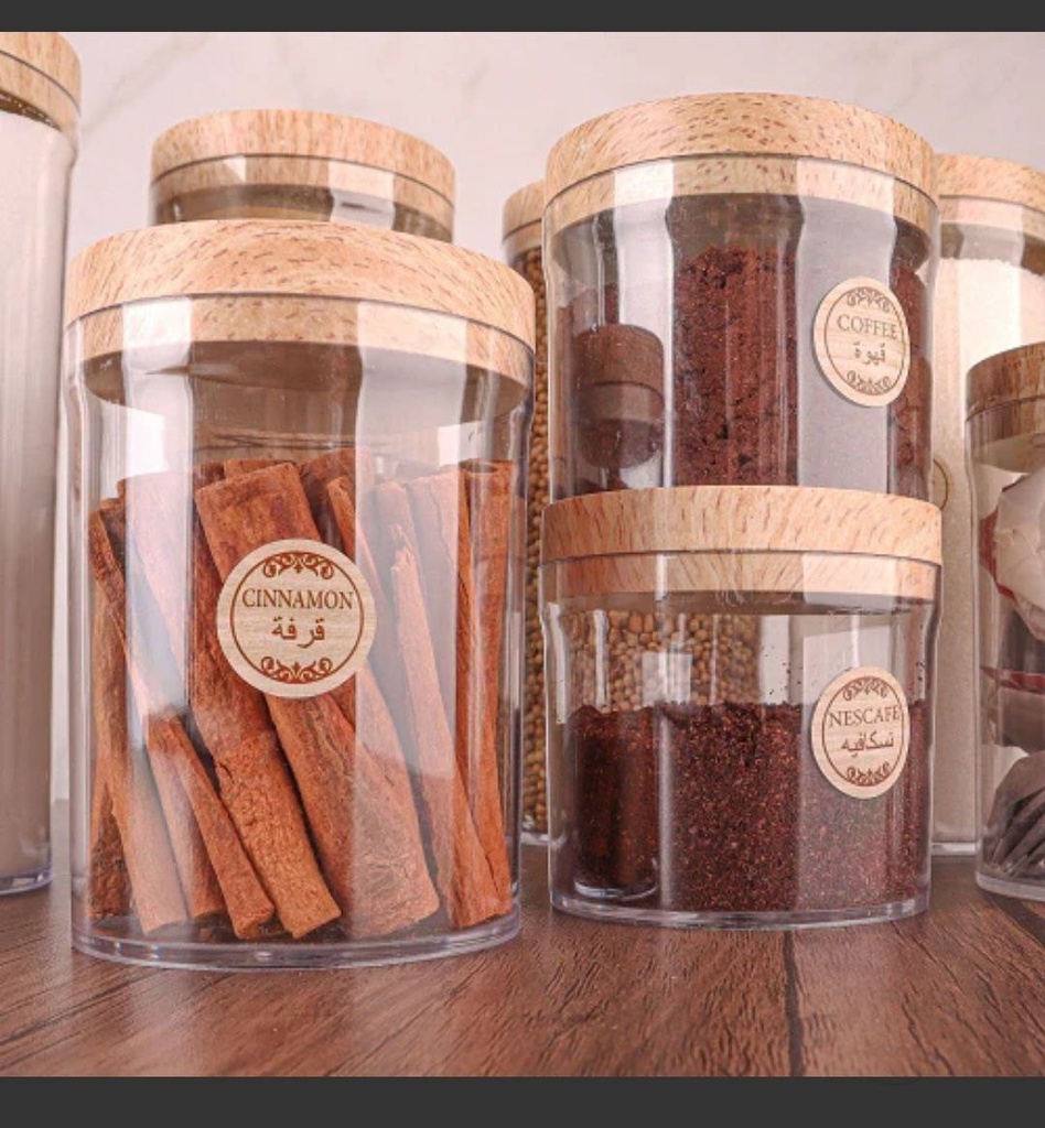 طقم برطمانات تخزين اكليريك شفاف 3 قطع بمقاسات مختلفة +استكير توابل