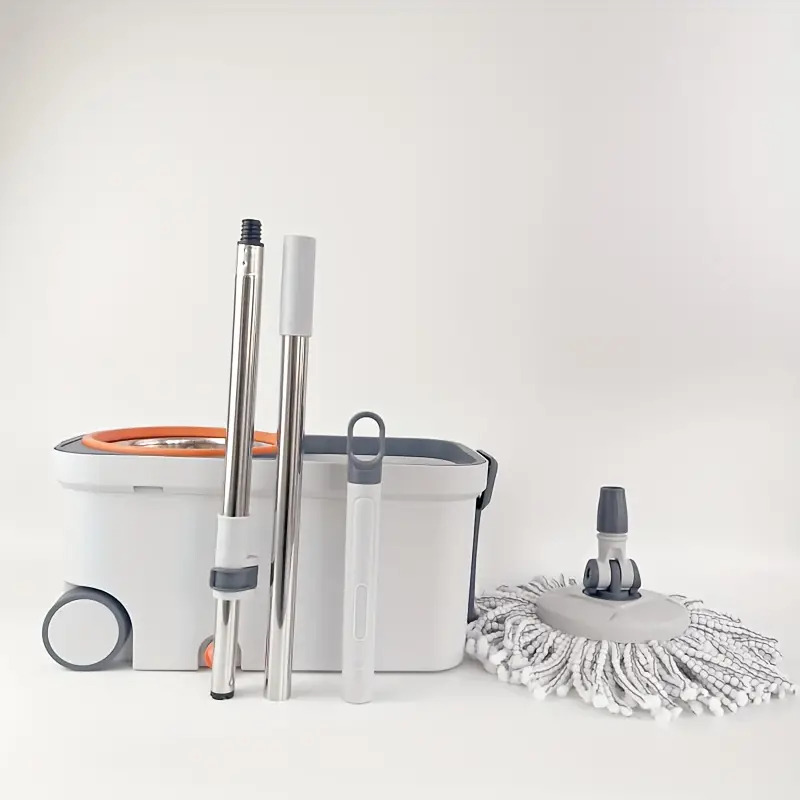 جردل بعجلتين وممسحة دوارة  360 درجة وحلة عصر ستانلس ستيل قوية تسهل عليكي تنظيف احترافي للارضيات المنزلية