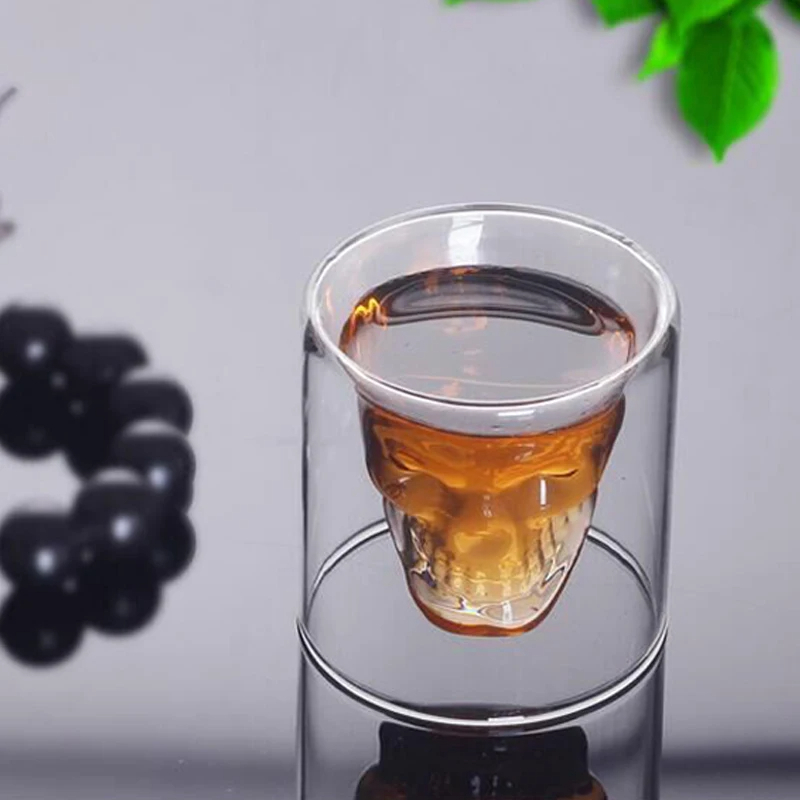 كوب جمجمة 25ملي زجاج دبل شفاف للقهوة والاسبريسو