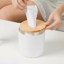 علبة مناديل مدورة غطاء خشب