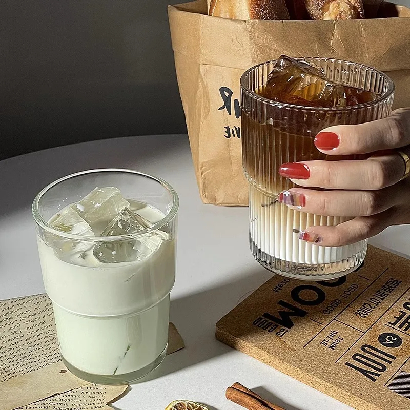 كوباية زجاج مضلعة 300 ملي لشري الشاي والنسكافيه والعصائر