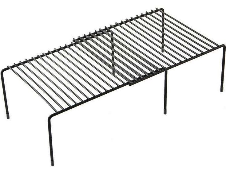 رف ومنظم معدني اسود للمطبخ  قابل للتمدد والتصغير لتخزين ونتظيم التوابل ومستلزمات الاستحمام وغيرها