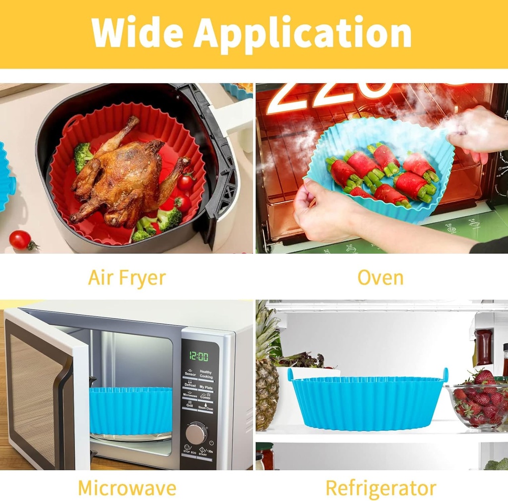 قالب ايرفراير سيليكون مستديرة الشكل مقاومة للحرارة باتنين يد لسهولة الحمل