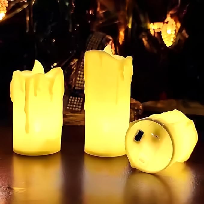 مجموعه شموع ليد بدون لهب لديكورالمنزل و المكاتب و غيرها تعمل بالبطاريه 3 قطع