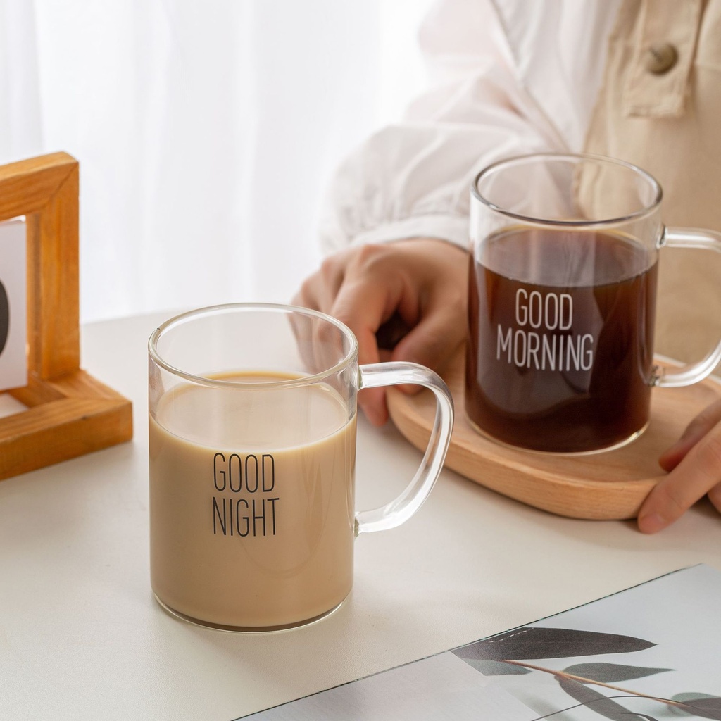 كوباية جود مورنينج 420 مللي زجاج شفاف لشرب الشاي والنسكافيه والعصائر