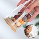 طقم برطمانات 3 قطع مقاسات مختلفة اكليريك شفاف بغطاء خشبي محكم الغلق لتنظيم البقوليات والحبوب والتوابل