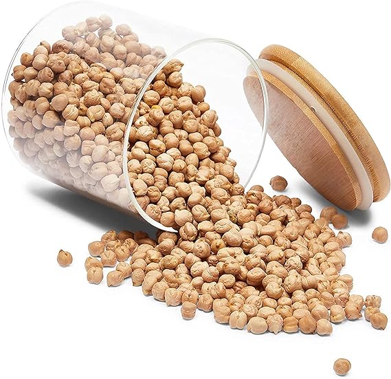 طقم برطمانات 3 قطع مقاسات مختلفة اكليريك شفاف بغطاء خشبي محكم الغلق لتنظيم البقوليات والحبوب والتوابل