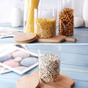 طقم برطمانات 3 قطع مقاسات مختلفة اكليريك شفاف بغطاء خشبي محكم الغلق لتنظيم البقوليات والحبوب والتوابل