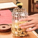 طقم برطمانات 3 قطع احجام مختلفة زجاج زجزاج شفاف بغطاء خشبي محكم الغلق لحفظ وتخزين الشاي والسكر  والبقوليات