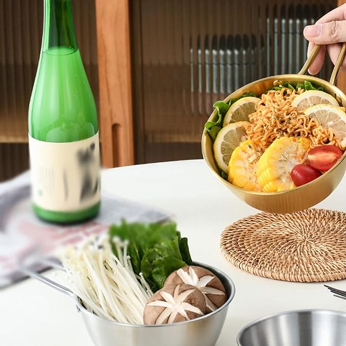 مجموعه طاسات استانليس ستيل ذهبي لتسوية وتقديم الطعام  بشكل شيك بيد 4 قطع