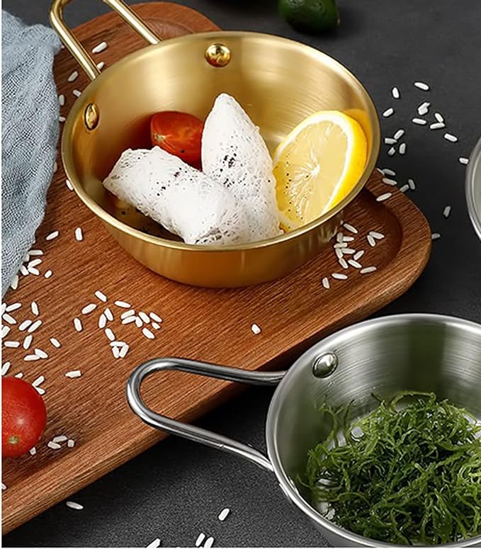 مجموعه طاسات استانليس ستيل ذهبي لتسوية وتقديم الطعام  بشكل شيك بيد 4 قطع