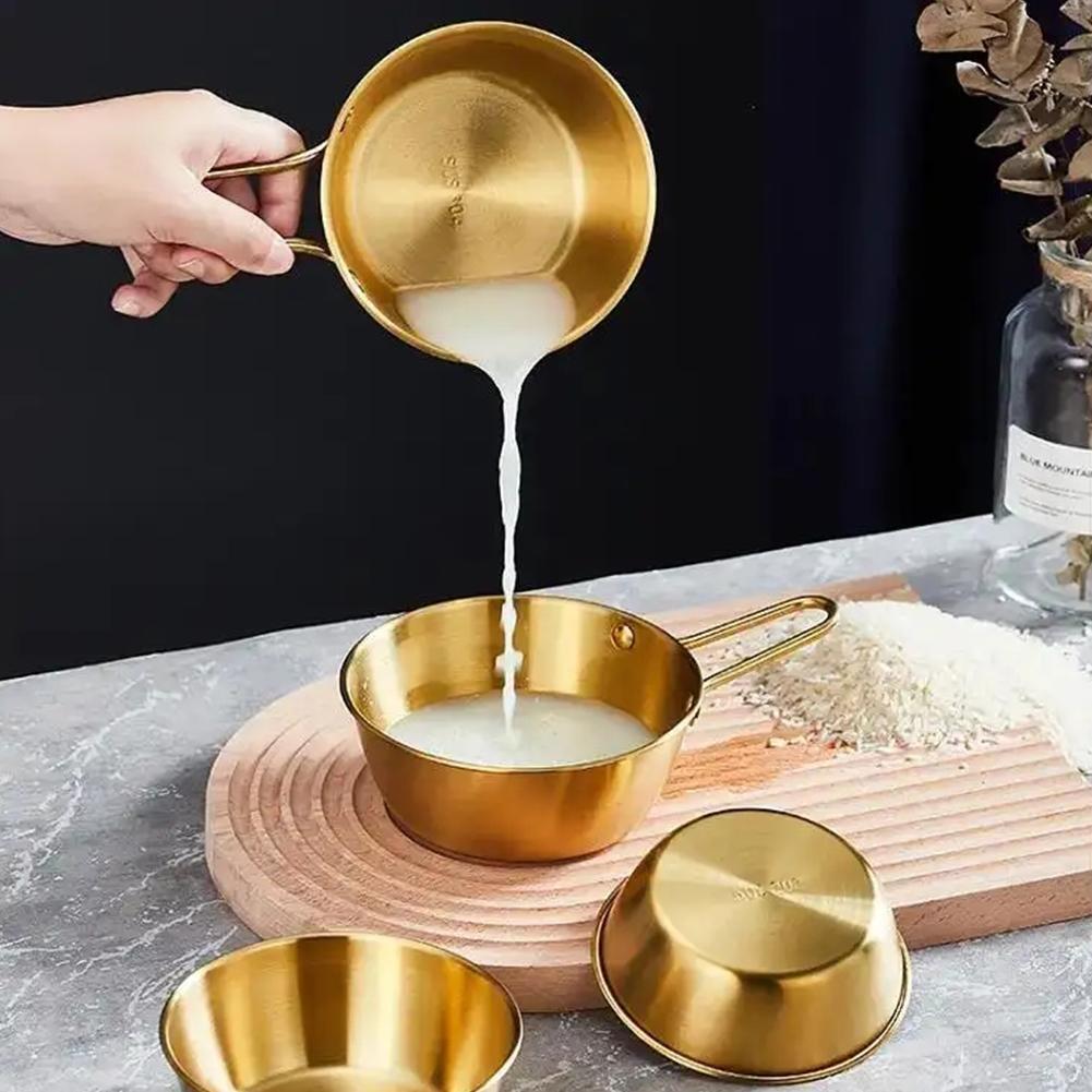 مجموعه طاسات استانليس ستيل ذهبي لتسوية وتقديم الطعام  بشكل شيك بيد 4 قطع