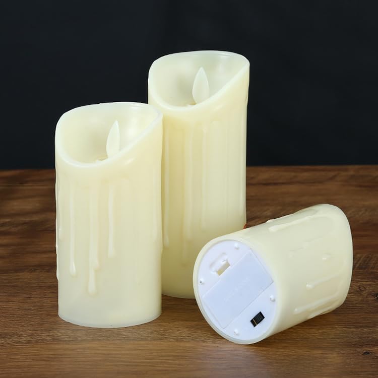 مجموعه شموع ليد بدون لهب لديكورالمنزل و المكاتب و غيرها تعمل بالبطاريه 3 قطع
