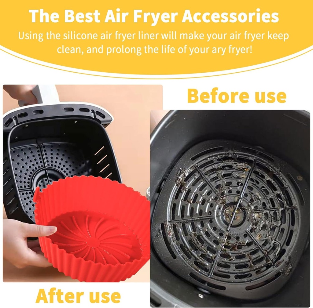 قالب ايرفراير سيليكون مستديرة الشكل مقاومة للحرارة باتنين يد لسهولة الحمل