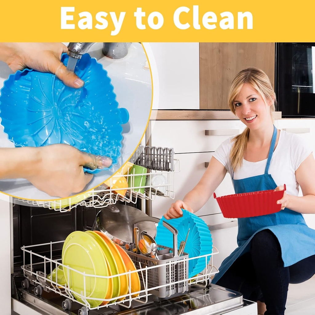 قالب ايرفراير سيليكون مستديرة الشكل مقاومة للحرارة باتنين يد لسهولة الحمل