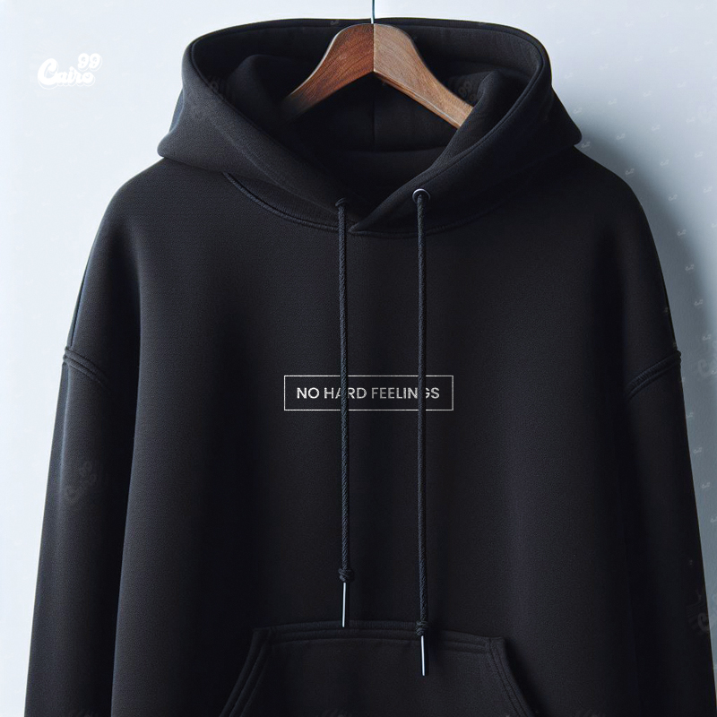 No Hard Feelings هودي اوفر سايز قطن بكابيشو باللون الاسود  للرجال والنساء