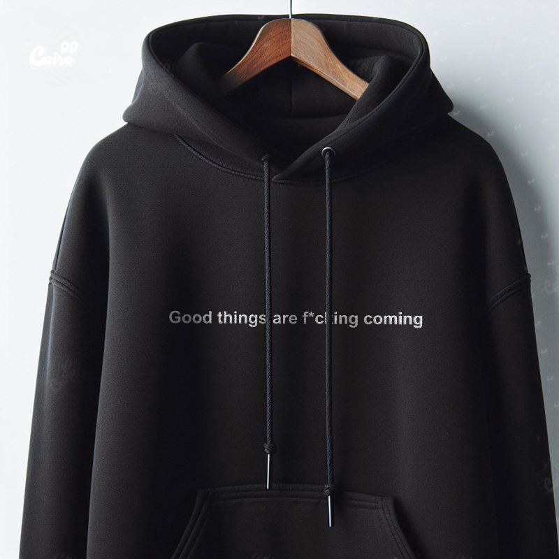 Good Things are F*cking Comingهودي اوفر سايز قطن بكابيشو باللون الاسود للرجال والنساء