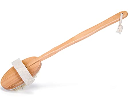 فرشة الإستحمام والتكييس بشعيرات طبيعية من الكتان بيد خشب