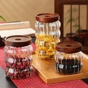 طقم برطمانات 3 قطع احجام مختلفة زجاج زجزاج شفاف بغطاء خشبي محكم الغلق لحفظ وتخزين الشاي والسكر  والبقوليات