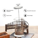 ماكينة يدوية لصنع وتحضيرالقهوة الفرنسية 350 ملي تعمل بالضغط زجاج بحامل استانليس بيد قابل للفك