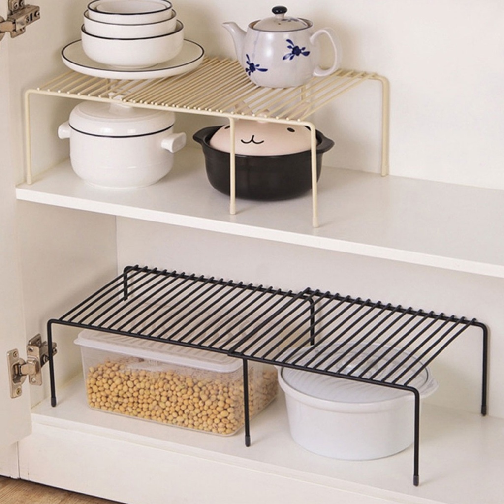 رف ومنظم معدني قابل لتعديل المقاس لتنظيم وتخزين الاواني والتوابل ومستلزمات الحمام متعدد الأستخدام