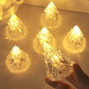 شمعة مضيئة تعمل بالبطارية في قالب اكليريك شفاف ثري دي مثلثات