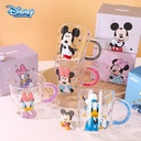 مج بطوط 500 ملي  زجاج بايركس شفاف مطبوع بيد جليتر لشرب النسكافية والكاكاو مناسب للهدايا