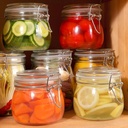 برطمان زجاجي شفاف  بغطاء ومشبك محكم الغلق نصف لتر لحفظ وتخزين المخللات والعسل والسكر