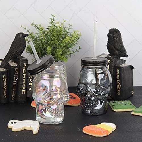 مج جمجمة 850 ملي بلاستيك شفاف وشاليموه 2 غطاء محكم الغلق للايس كوفي والعصائر