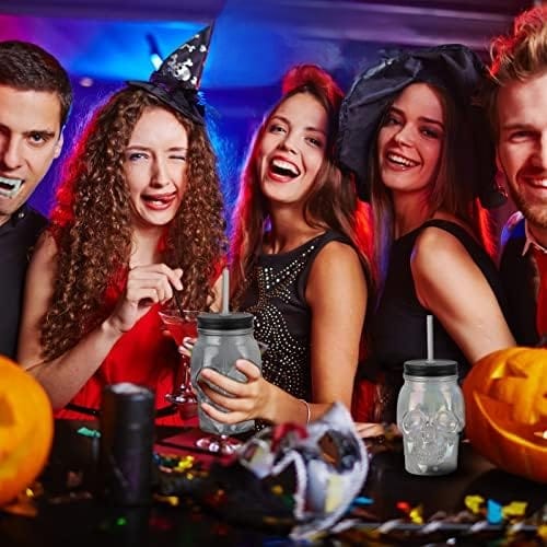 مج جمجمة 850 ملي بلاستيك شفاف وشاليموه 2 غطاء محكم الغلق للايس كوفي والعصائر