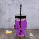 مج جمجمة 850 ملي بلاستيك شفاف وشاليموه 2 غطاء محكم الغلق للايس كوفي والعصائر