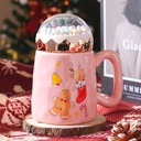 مج بورسلين مزخرف بأشكال كارتون  لطيفه مع وغطاء محكم و يد  الأطفال وللبالغين