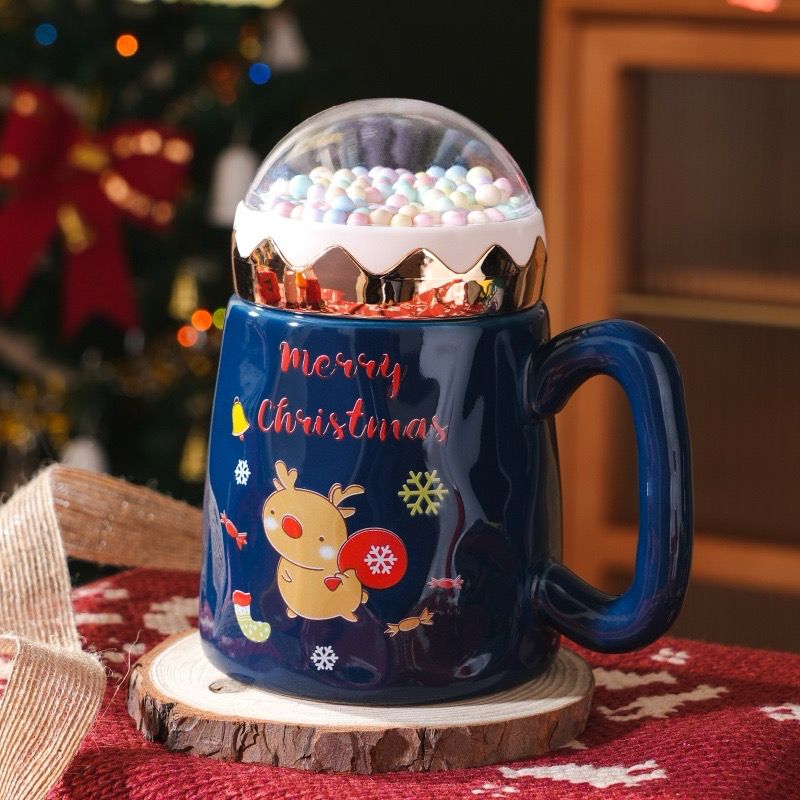 مج بورسلين مزخرف بأشكال كارتون  لطيفه مع وغطاء محكم و يد  الأطفال وللبالغين