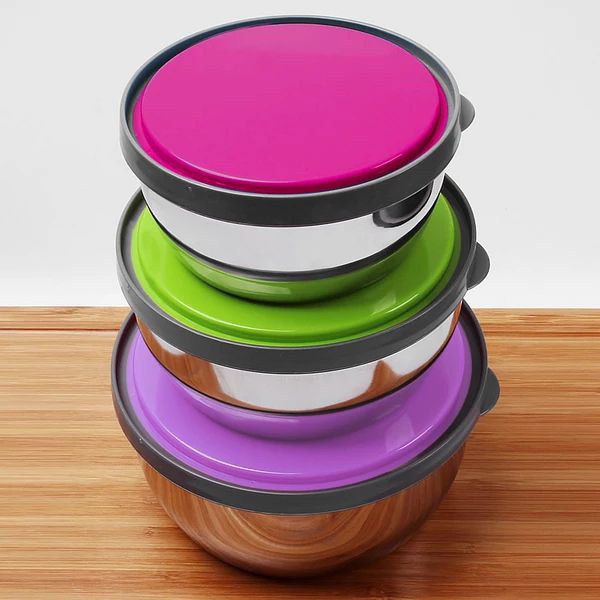 علب ثلاجة حافظ طعام استانلس 3 قطع