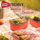 علبة حفظ البيتزا سليكون قابلة للطي 5 دور بغطاء محكم الغلق