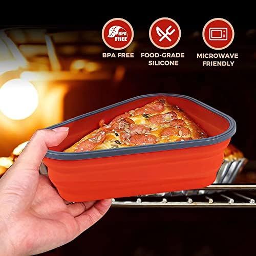 علبة حفظ البيتزا سليكون قابلة للطي 5 دور بغطاء محكم الغلق