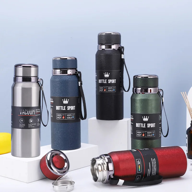 800 ترمس حراري استانليس ستيل حافظ للحرارة بغطاء محكم الغلق و مصفاه ويد لسهولة الحمل وقت السفر والرحلات ملي