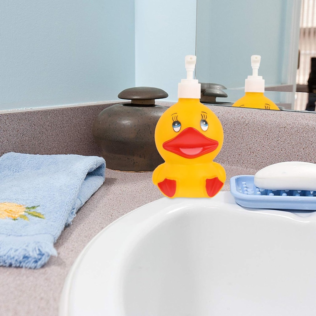 ديسبنسر البطة للشاور جيل والشامبو واللوشن للاطفال قابل لاعادة الملئ