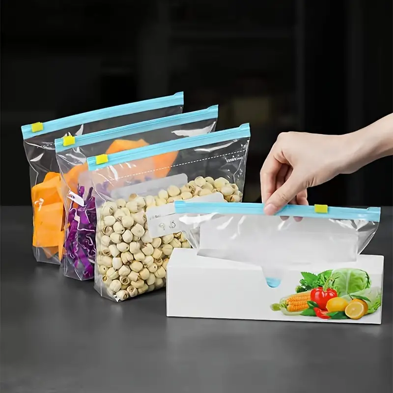 اكياس لتخزين وتجميد الطعام 20 قطعة بلاستيك شفاف محكم الغلق بسحاب قوي للفواكه والحبوب والخضروات واللحوم