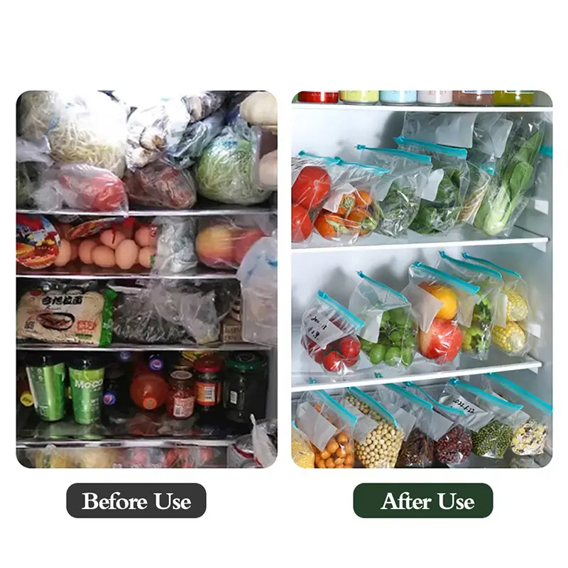 اكياس لتخزين وتجميد الطعام 20 قطعة بلاستيك شفاف محكم الغلق بسحاب قوي للفواكه والحبوب والخضروات واللحوم