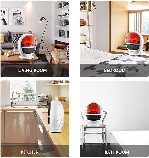 دفاية كهربائية دوارة للتسخين الفوري 1500 واط بمروحة ثلاثية الابعاد باضائة داخلية للمنزل والمكتب